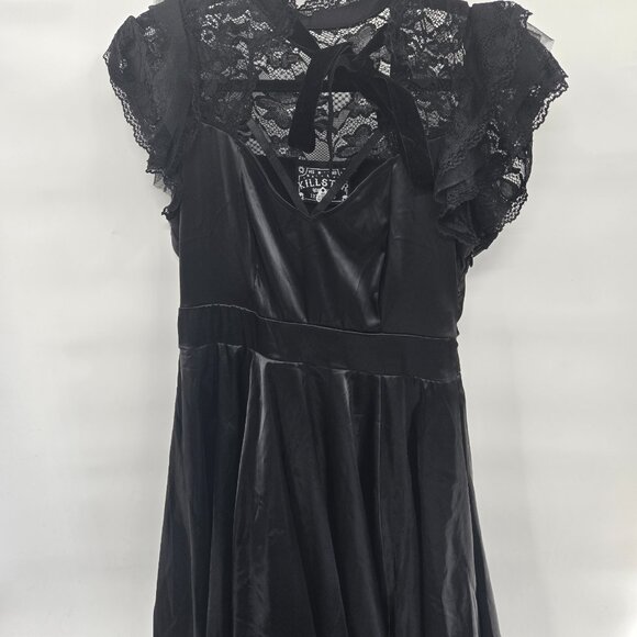 Killstar Gothic Dark Black Lace Bow Neck Wednesday Large - Picture 2 of 16